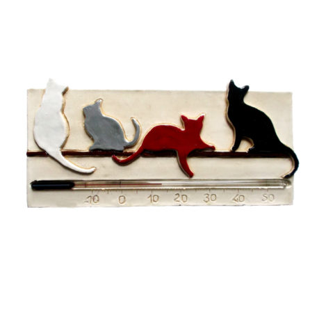 Thermomètre chat noir et rouge