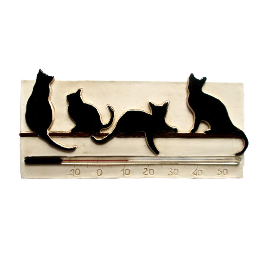 Décoration personnalisable: Le thermomètre horizontal chat noir