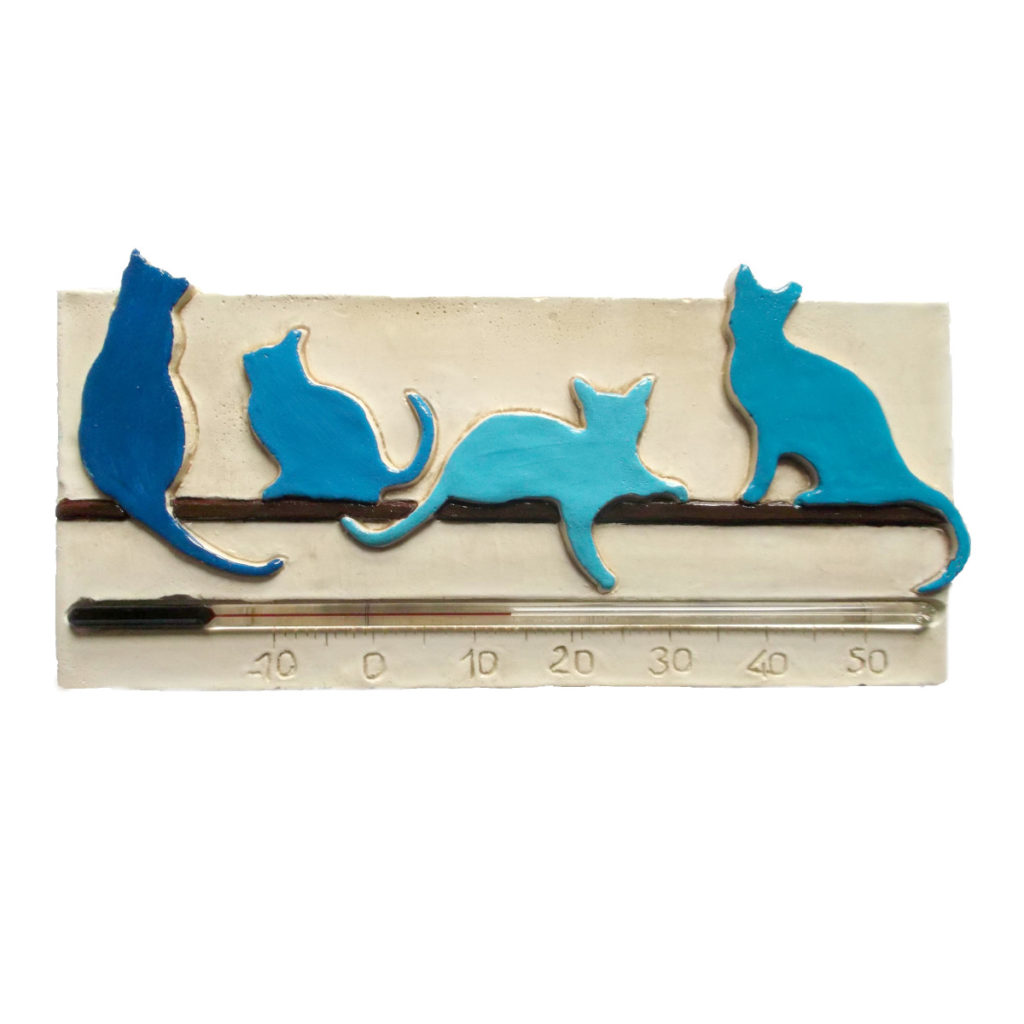 thermomètre chats bleu matisse