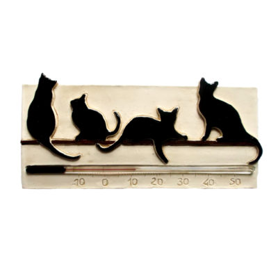 Thermomètre chat noir horizontal