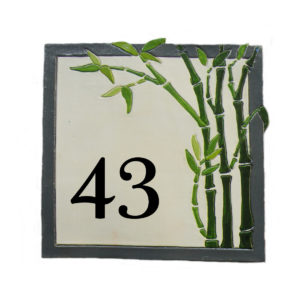 plaque numéro de maison avec bambou bord anthracite