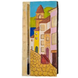 Thermomètre jardin "Collioure" avec ses ruelles aux maisons colorées